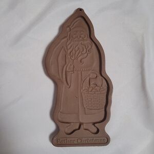 VTG Longaberger Father Christmas Pottery Cookie Mold Xmas 1990